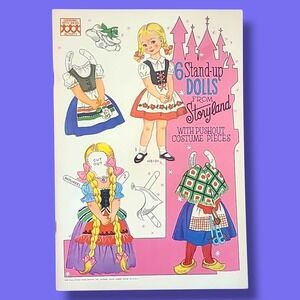 Saalfield 6 Stand-Up Dolls From Storyland Paper Dolls Uncut Vintage Push-Out
